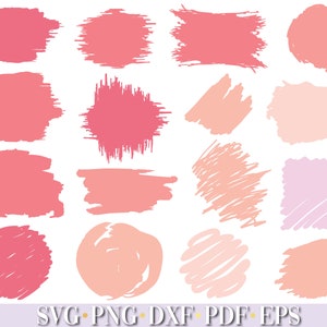 Pode incluir: Um conjunto de 15 formas de pinceladas rosa e p&ecirc;ssego, perfeitas para adicionar um toque de cor e textura aos seus designs digitais. Essas formas s&atilde;o ideais para criar fundos, bordas ou acentos.