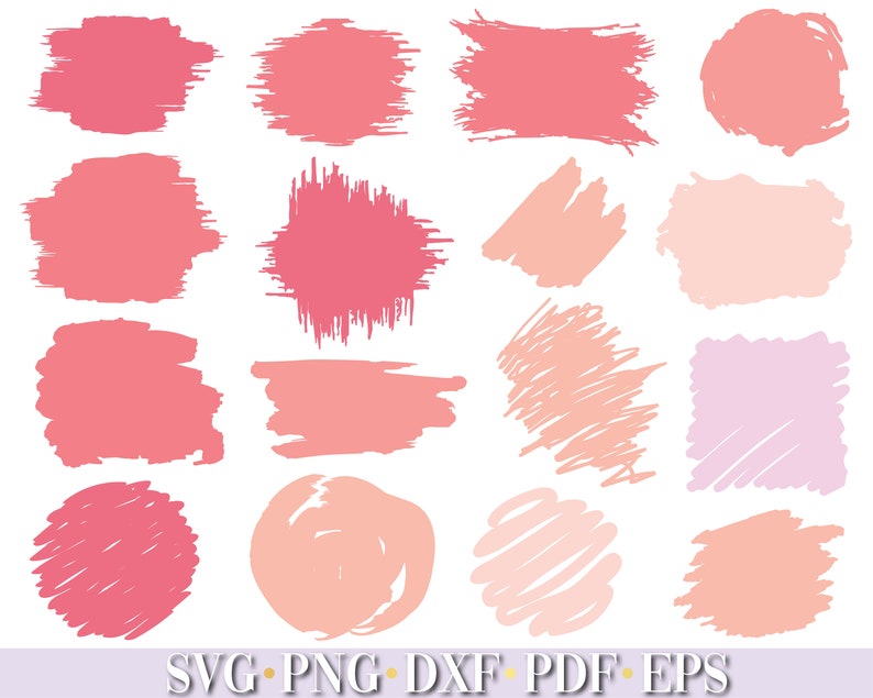 Pode incluir: Um conjunto de 15 formas de pinceladas rosa e p&ecirc;ssego, perfeitas para adicionar um toque de cor e textura aos seus designs digitais. Essas formas s&atilde;o ideais para criar fundos, bordas ou acentos.