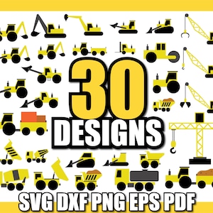 30 Construction svg, Trucks svg, Construction bundle svg, digger svg, Dump Truck Svg, Heavy Equipment Svg file for Cricut