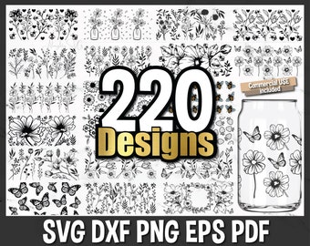 Coffee glass wrap svg, can glass wrap svg, 16oz glass can svg, coffee Glass can Svg bundle, svg files for Cricut