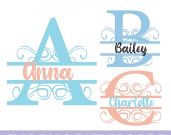 Split Monogram SVG | Monogram Font SVG | monogram svg | svg Fonts | Alphabet | engraving | monogram svg files for Cricut Silhouette