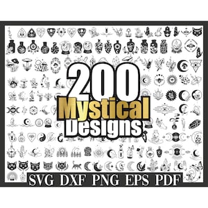 Luna mística SVG, Luna celestial, Clipart de luna mística, Archivos SVG para Cricut Silhouette Studio