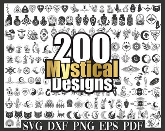 Mystical Moon Svg, Celestial Svg, Mystical Moon Clipart, Svg files for Cricut silhouette studio