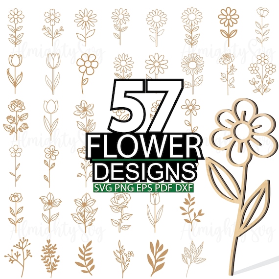 Wildflowers SVG Bundle, Flower laser cut files SVG, Botanical flowers laser cut files, Rose flower SVG, wildflowers bouquet laser cut files