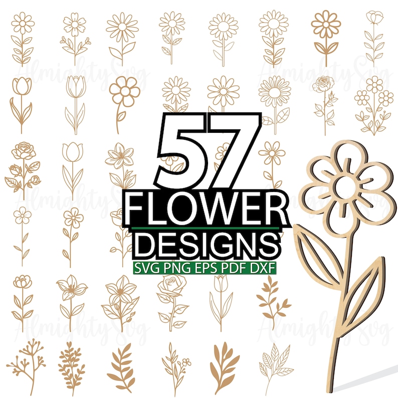 Flower designs bundle for laser cutting svg