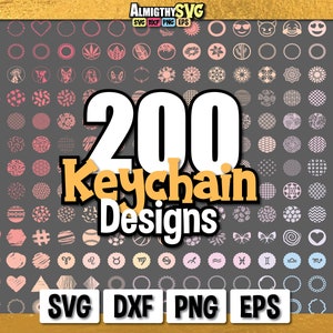Llavero SVG, paquete de llaveros SVG, trazos de pincel svg, archivos svg de patrón de llavero para Cricut y Silhouette Studio.