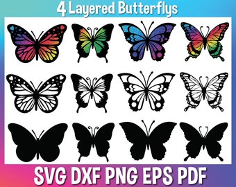 Fjärils-SVG, 3D-fjärils-svg, fjärilspaket-svg, fjärilsmall-svg-filer för Cricut och Silhouette Studio.