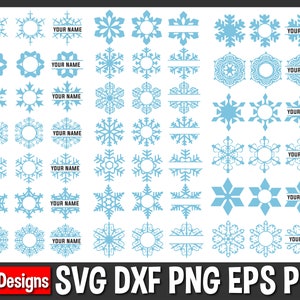 Snowflake svg Bundle, Christmas snowflake svg, snowflake monogram frame svg, winter svg, snow svg files For Cricut Silhouette