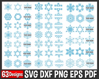 Snowflake svg Bundle, Christmas snowflake svg, snowflake monogram frame svg, winter svg, snow svg files For Cricut Silhouette