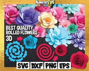 Paquete de 100 archivos SVG de flores de papel enrollado para Cricut y Silhouette (descarga digital)