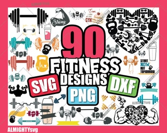 Paquete de archivos SVG de barras de fitness, diseños para entrenamientos de gimnasio (descarga digital)
