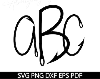Fishing monogram svg, Fishing font svg, Fishing SVG, Egraving, Fishing font svg cut files For Cricut Silhouette