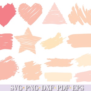 Pode incluir: Um conjunto de 12 formas desenhadas &agrave; m&atilde;o em v&aacute;rios tons de rosa e p&ecirc;ssego. As formas incluem cora&ccedil;&otilde;es, estrelas, tri&acirc;ngulos e ret&acirc;ngulos. Essas formas s&atilde;o perfeitas para artesanato, scrapbooking ou design digital.