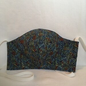 Reversible Cotton Face Mask: Blue & Green Print, Adjustable Fit