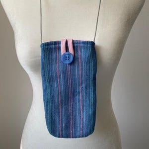 Handmade Wearable Glasses Case: Blue Denim Fabric with Pocket