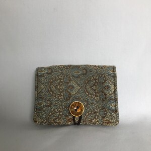 Fabric Credit Card Case: Blue Brown Print, Vermont Made