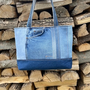 Upcycled Denim Tote Bag: Large Handmade Shoulder Bag