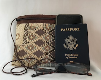 Chenille Umhängetasche: Kleine Pass-Reisetasche, Made in Vermont