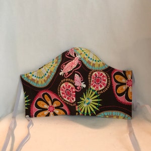 Reversible Cotton Face Mask: Funky Mandala Print, Polka Dot Lining