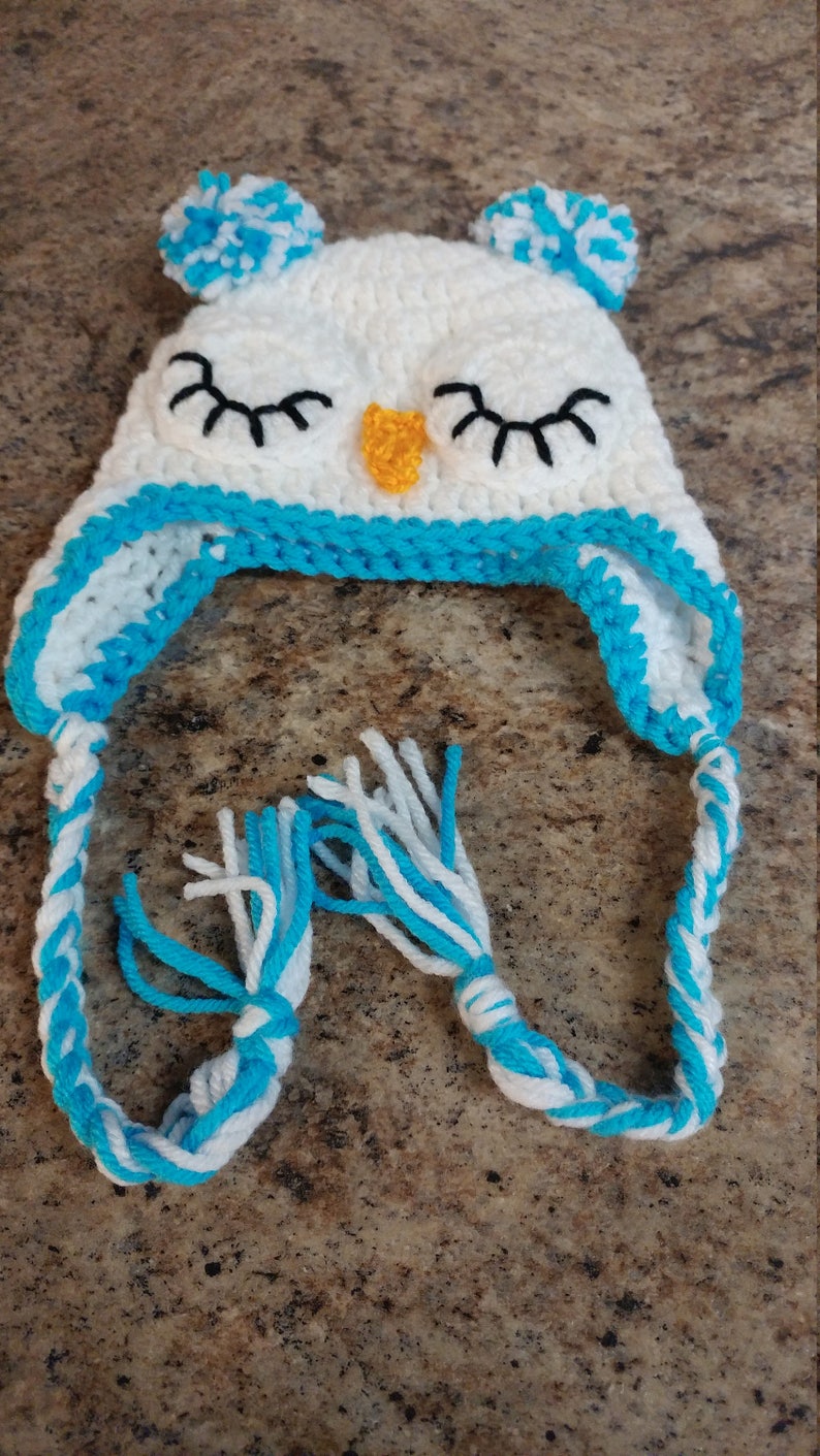 Baby Owl Hat Animal Hat Unisex Owl Hat Ear flap Hat Owl Earflap Hat Owl Hat Sleeping Owl Hat Crochet Owl Hat