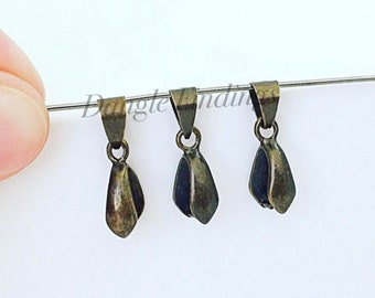 20pcs Pinch bails silver GOLD plated brass pendant hangers ice pick 13mm x 5mm