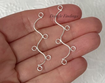 Bar Connectors, Sterling Silver, Wavy, Delicate, Link, Jewelry Making, DIY, Long, BALI028