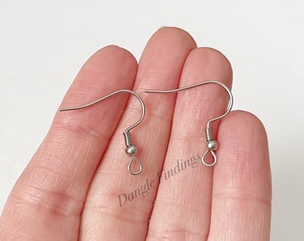 20, 30, or 50 Earwires, Stainless, Coil, French, Earring, DIY Jewelry, Hooks, Fishhook, Findings, 20mm EWRS037