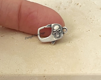Lobster Clasp, Oxidized Silver, Skull, Trigger, Findings, DIY Jewelry, Necklace, Bracelet, Men's, Women's, 14.6mm, CLSPB010