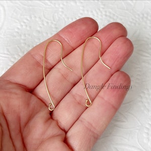 Long Gold Filled Hook Earwires for DIY Jewelry Making, 40mm, EWRS009 image 3