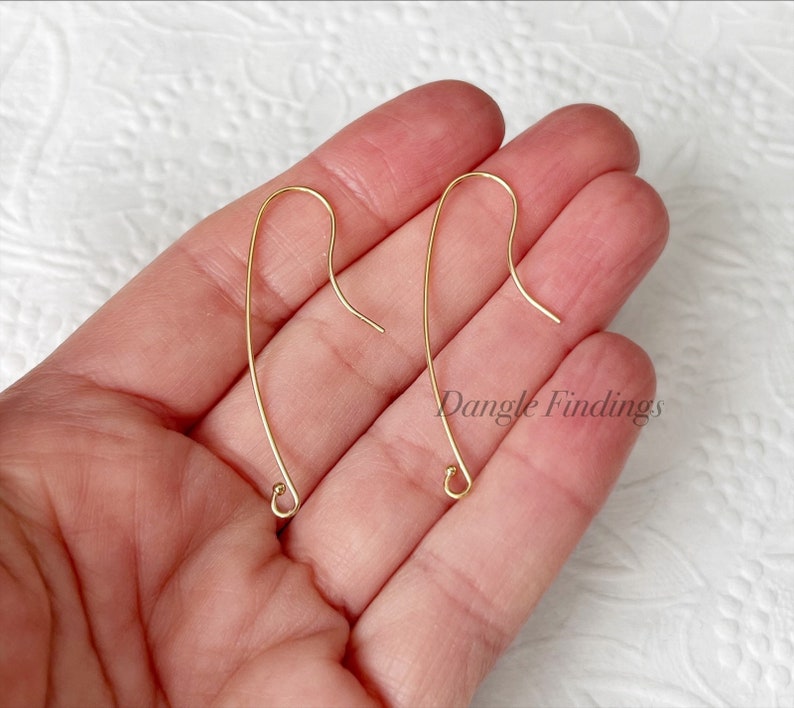 Long Gold Filled Hook Earwires for DIY Jewelry Making, 40mm, EWRS009 image 3