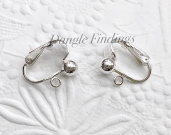 Clip On Earrings, 925 Silver, Non-Pierced , Ball End, DIY Jewelry, EWRS076