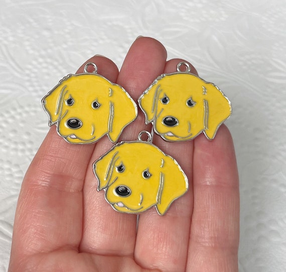 3 Yellow Lab Charms Labrador Retriever Pet Enamel Dog Cute DIY Jewelry 28mm GTP078 Etsy