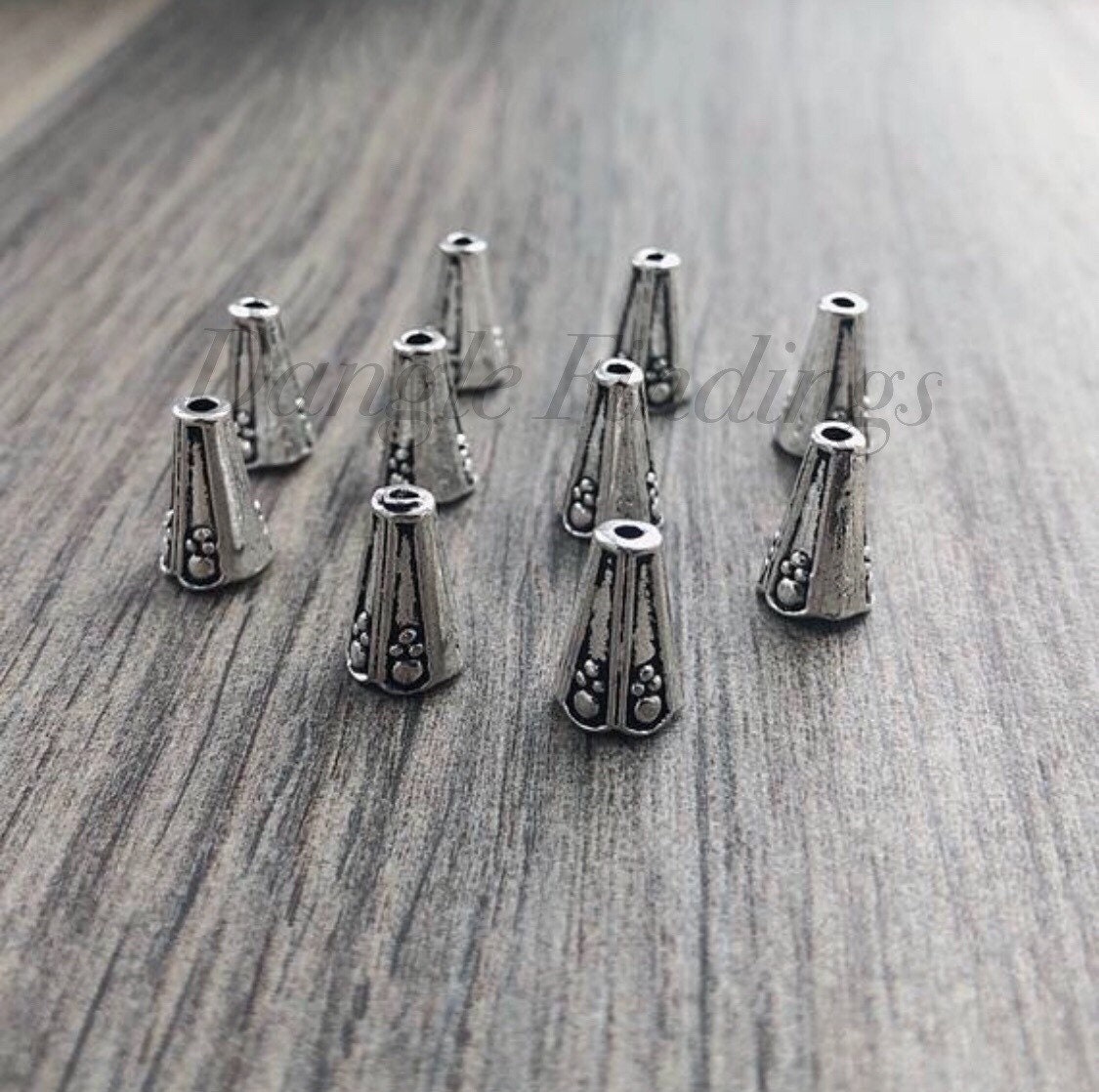 20 Silver Cone Bead Caps Cone Bead Caps Silver End Caps Etsy