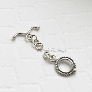 Toggle Clasp, Sterling Silver, Round, Twisted, Necklace, Jewelry Making, Small, Elegant, Dainty, Findings, 11mm, BALI001