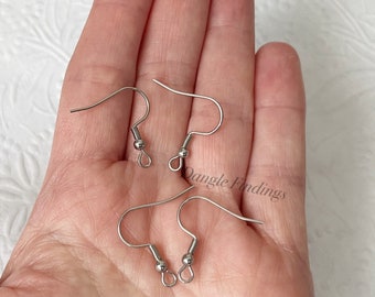 20, 30, or 50 Stainless French Hook Earwires, DIY Jewelry Making, Earring Hook  Findings, 20mm
