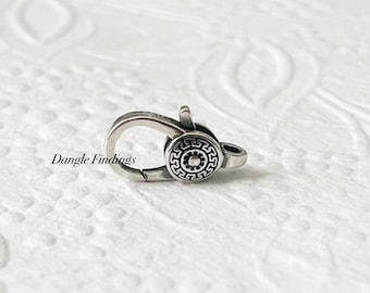 Lobster Clasp, Oxidized Silver, Patterned, Textured, Necklace, Bracelet, Findings, Jewelry, Large, 16mm, CLSPB084