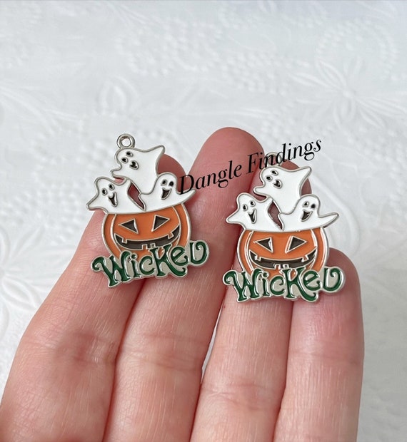10 White Ghost Charms for Halloween and Fall Season Jewelry Making, 20.5mm, HOL087