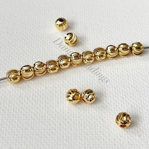 30 Spacer Beads, Gold, 5mm, Round, Textured, DIY Jewelry, Decorative, Fancy Style, BCS027