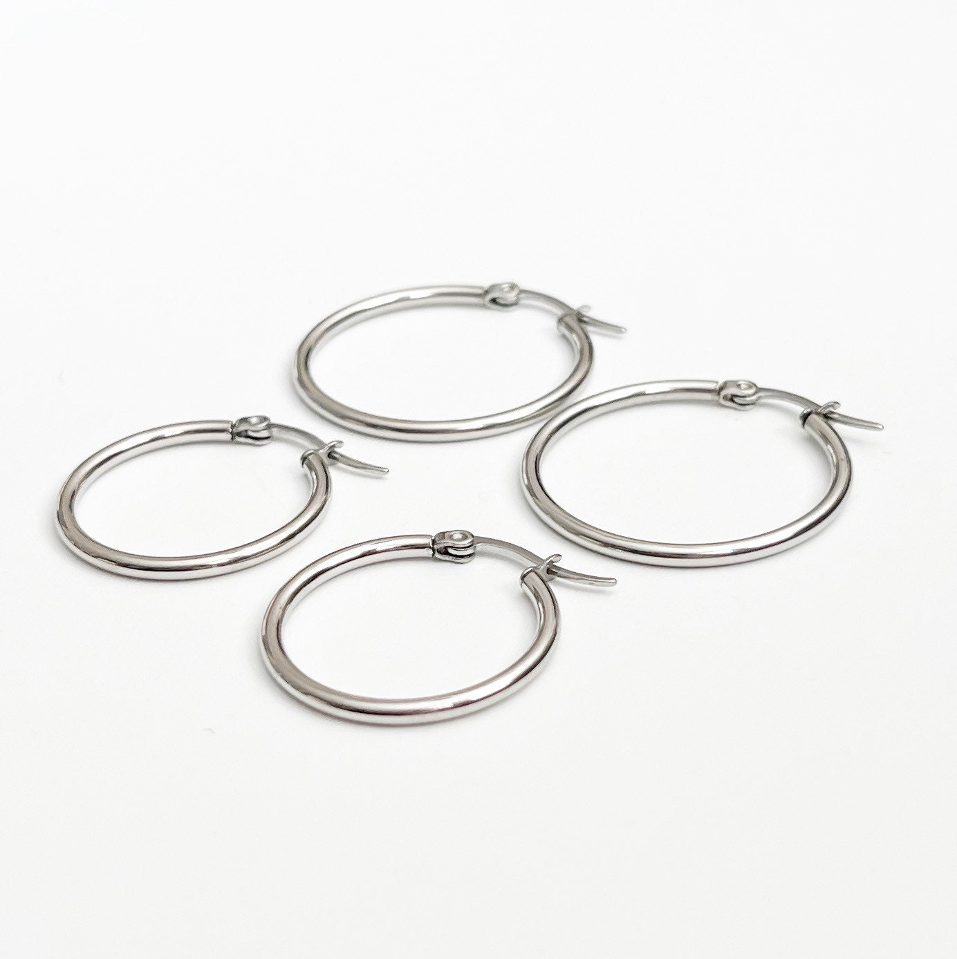 2 Pairs Hoop Earrings Stainless Steel DIY Jewelry Plain Etsy