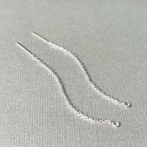 Ear Threaders, Cable Chain, Silver, Long, Womens, Trendy, Jewelry, Findings, Thread, Earrings, Delicate, 3.25 Inch, EWRS026 image 1