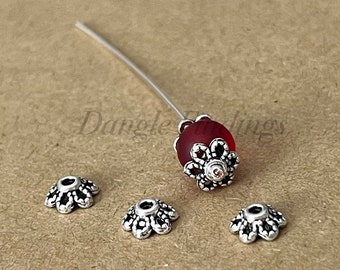 50 Bead Caps, Findings, Silver, Small, Tiny, Jewelry, DIY, 6mm, BCS015