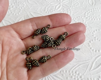 20 Pinecone Charms, Bracelet, Jewelry, Small, Bronze Color, Fall, Autumn, Tiny, Jewelry Making, Tree, Winter, Little, 13mm, HOL017