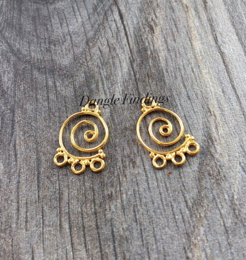 Gold Chandelier 24k Gold Vermeil Earring Findings Spiral Etsy