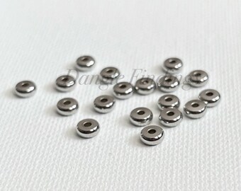 25 Stainless Steel Flat Shaped Beads for DIY Jewelry, 5mm