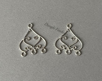 Sterling Silver Chandelier Scroll Earrings for DIY Jewelry Making, BALI027