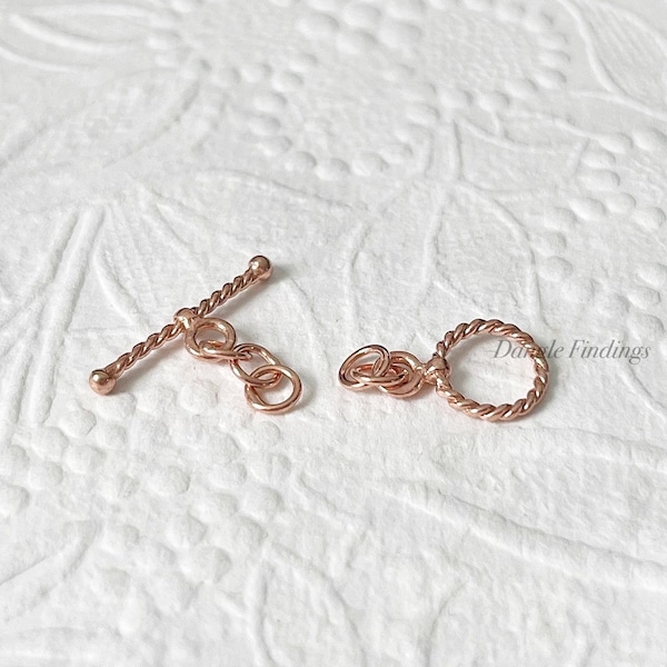 16 Gauge Rose Gold Twisted Toggle Clasp for Necklaces and Bracelets, BALI022