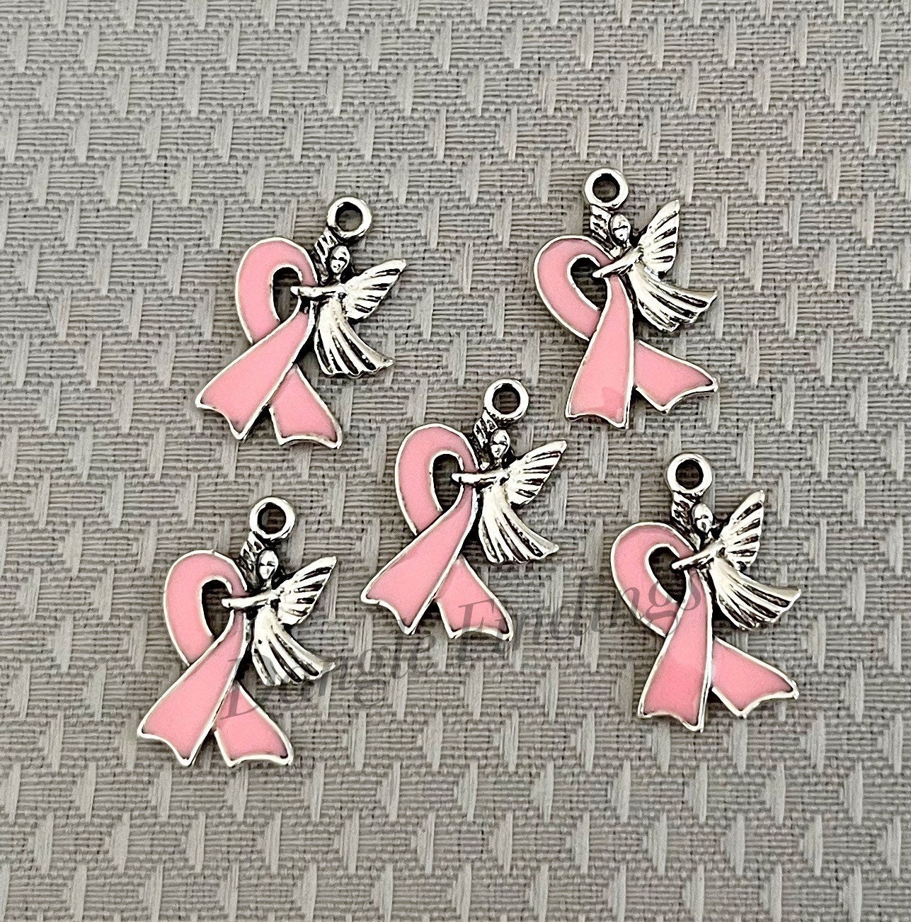 5 Pink Ribbon Charms Breast Cancer Awareness DIY Jewelry Etsy