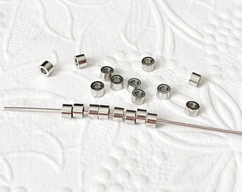 50 Tiny Stainless Steel Spacer Beads, DIY Jewelry Making, 3mm, BCS006