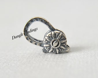 Lobster Clasp, Sun, Celestial, Necklace, Bracelet, Jewelry Making, Large, Sterling Silver, Oxidized, Findings, 14.7mm, CLSPB048