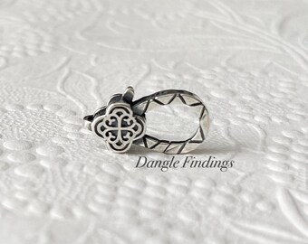 Oxidized Sterling Silver Cross Clasp, DIY Necklace and Bracelet Jewelry, 19mm
